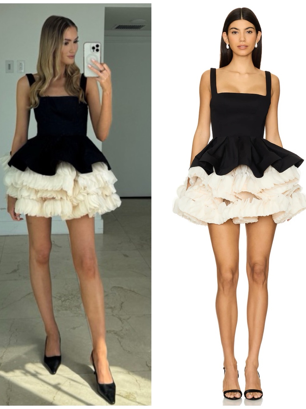 NEW Bronx and Banco Catalina Mini Short Dress in Black & Beige Sz Women’s Small